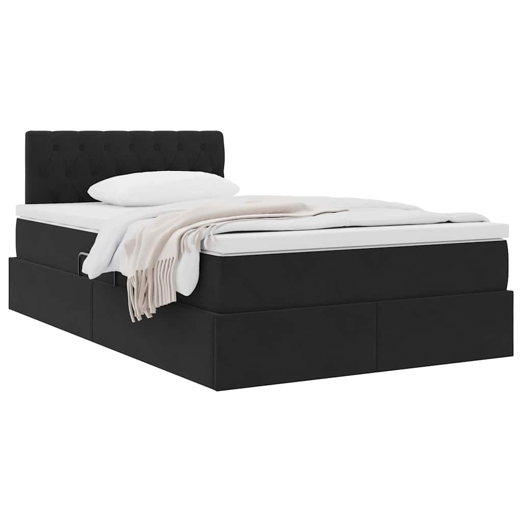 Krevet s od storage s madracem Crna 120 x 200 cm Baršun