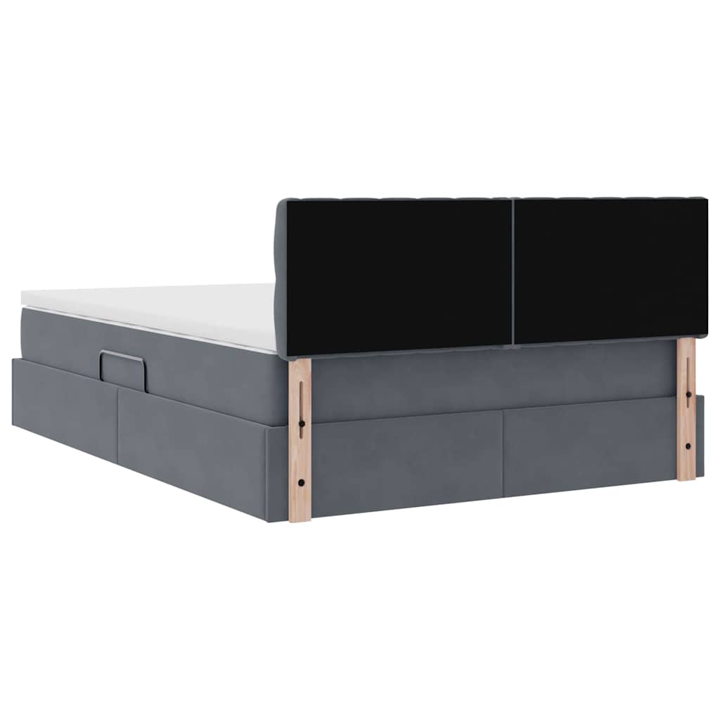 Krevet s od storage s madracem Tamno siva 140 x 190 cm Baršun