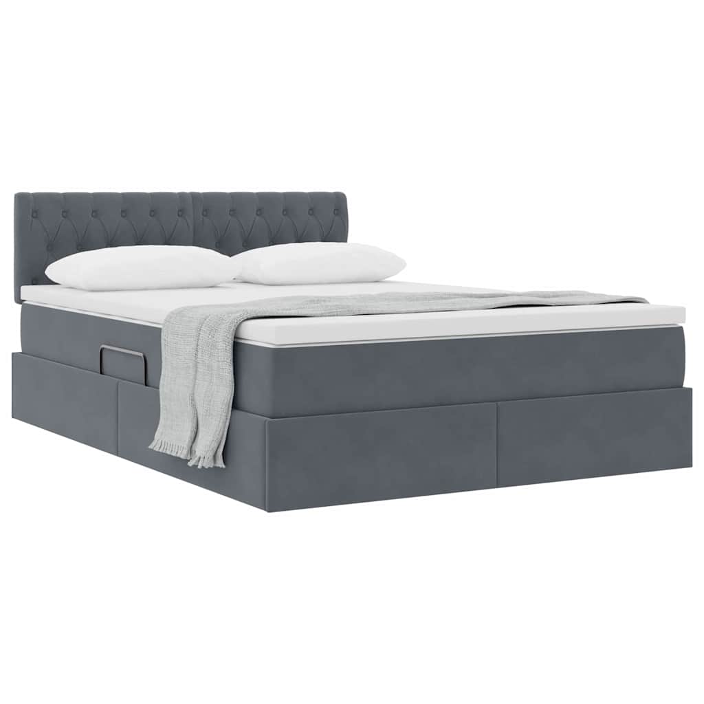 Krevet s od storage s madracem Tamno siva 140 x 190 cm Baršun