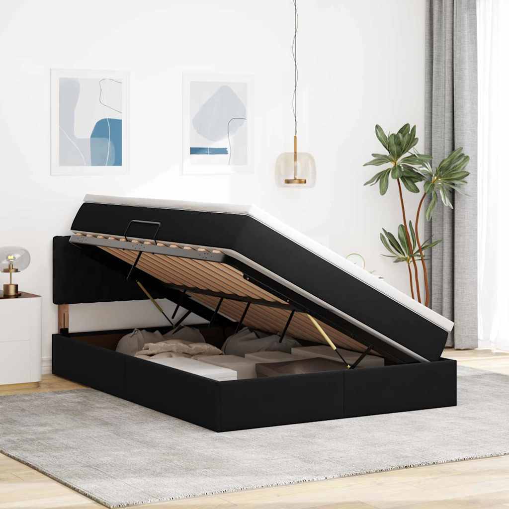 Krevet s od storage s madracem Crna 140 x 190 cm Baršun