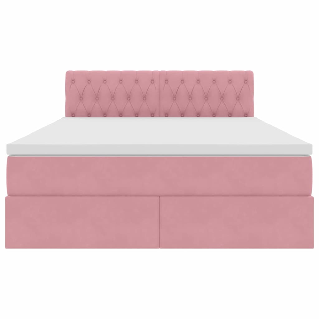 Krevet s od storage s madracem Ružičasta 140 x 190 cm Baršun