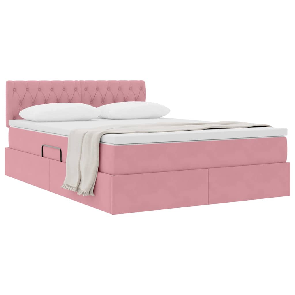 Krevet s od storage s madracem Ružičasta 140 x 190 cm Baršun