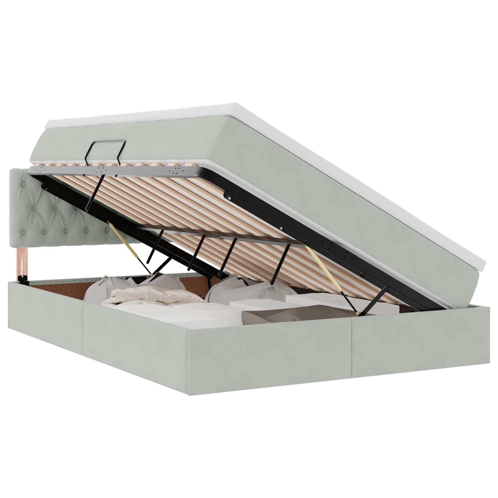 Krevet s od storage Svijetlo siva 140 x 200 cm Baršun