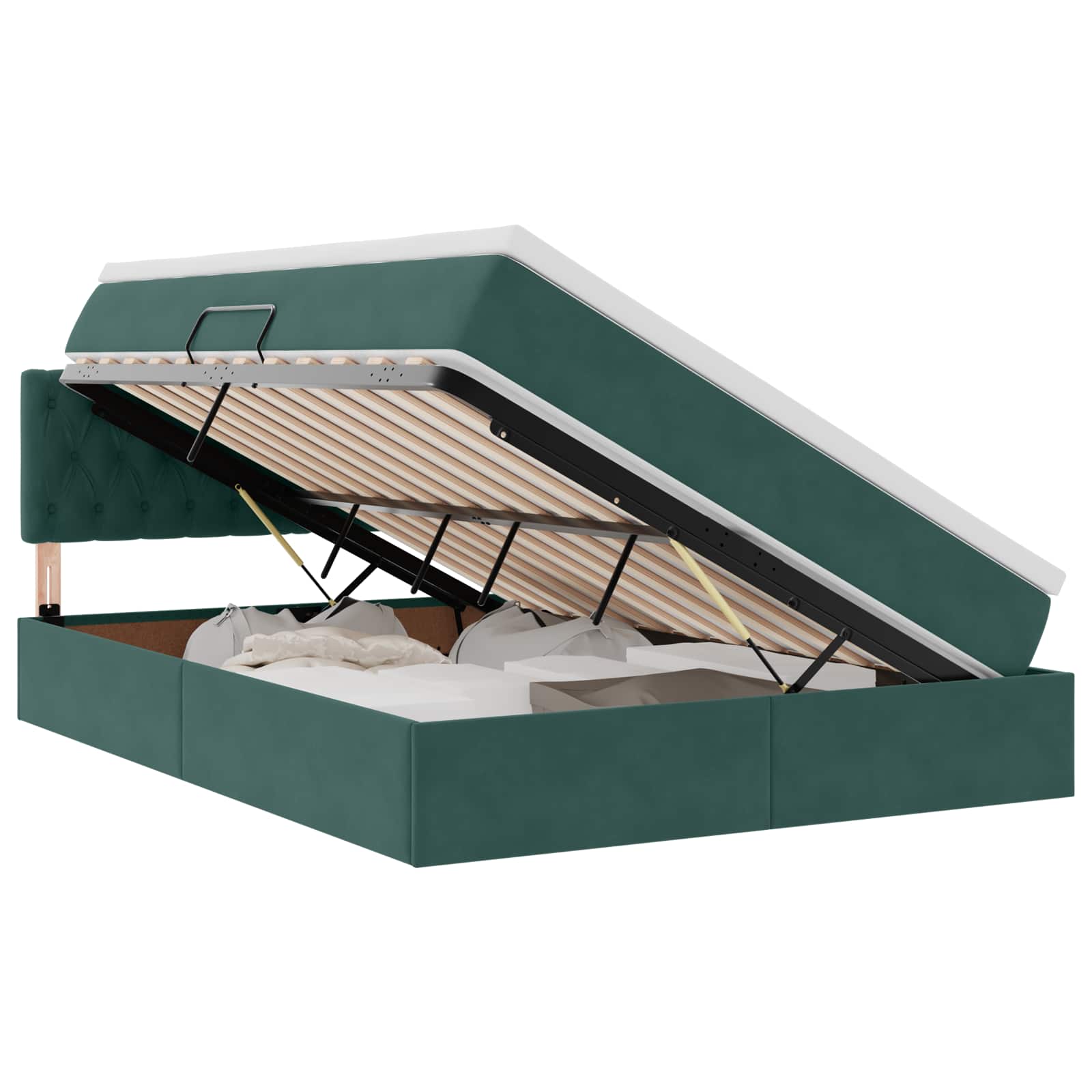 Krevet s od storage s madracem Tamnozelena 140 x 200 cm Baršun