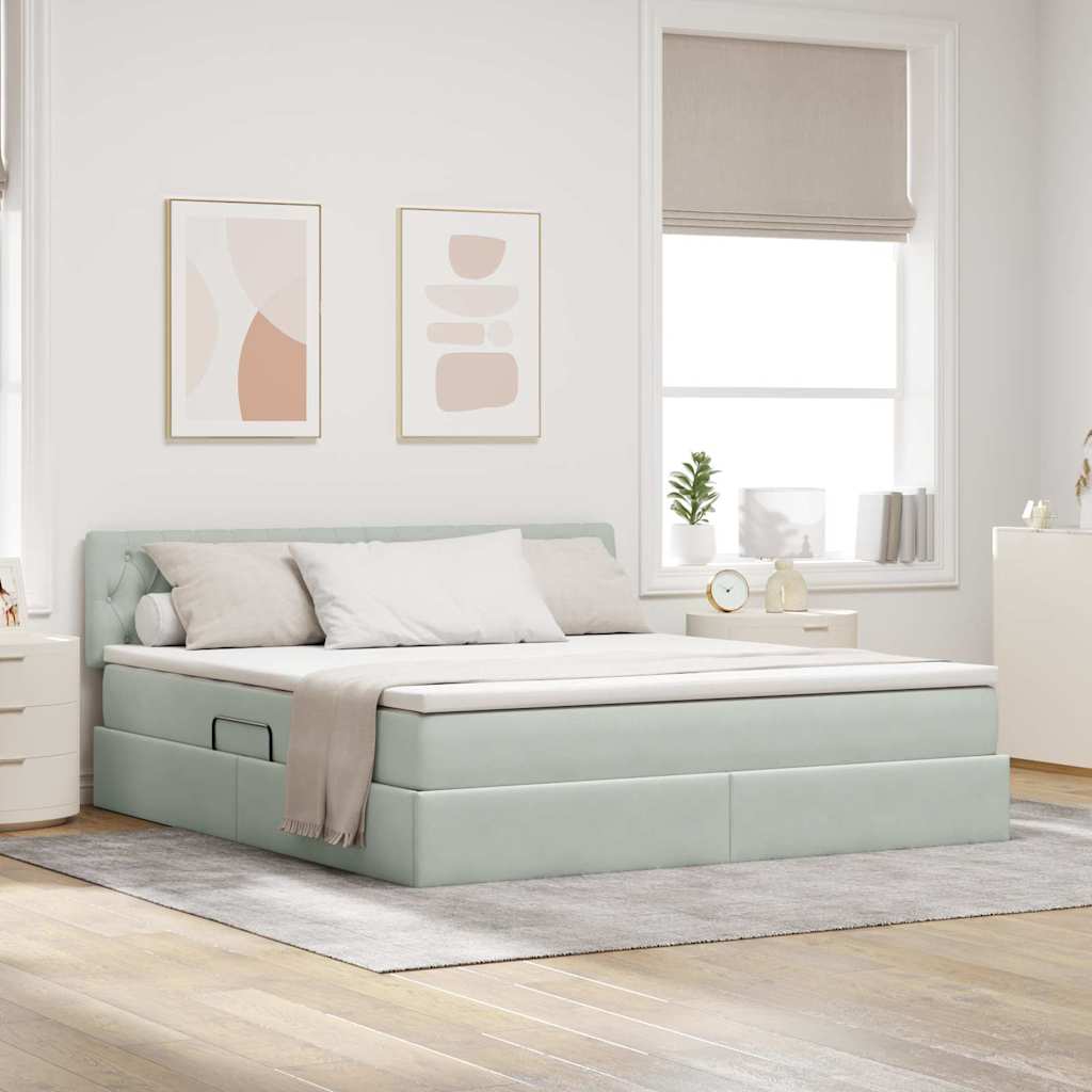 Krevet s od storage Svijetlo siva 160 x 200 cm Baršun