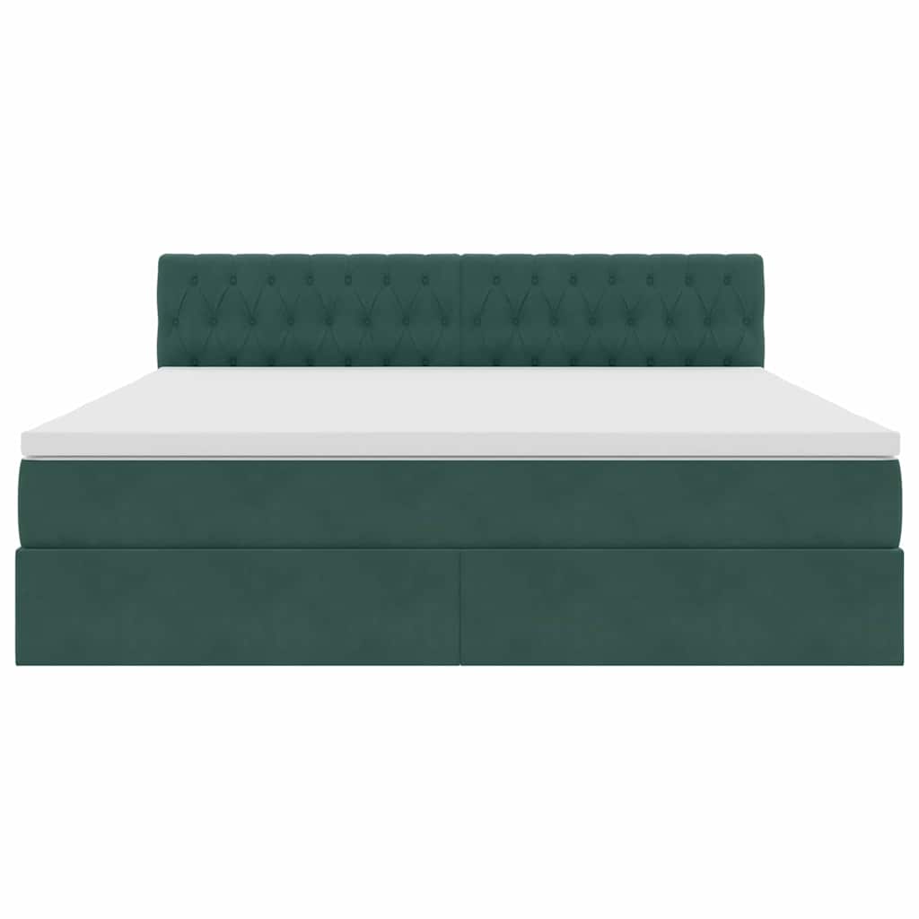 Krevet s od storage s madracem Tamnozelena 160 x 200 cm Baršun