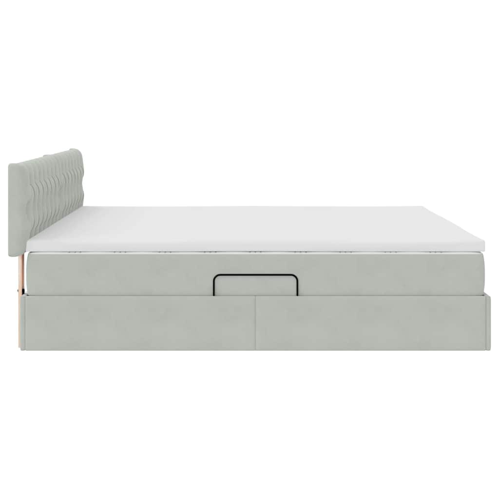 Krevet s od storage Svijetlo siva 180 x 200 cm Baršun