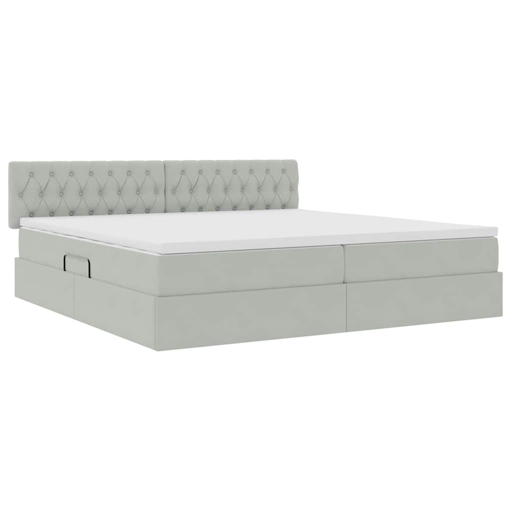 Krevet s od storage Svijetlo siva 200 x 200 cm Baršun