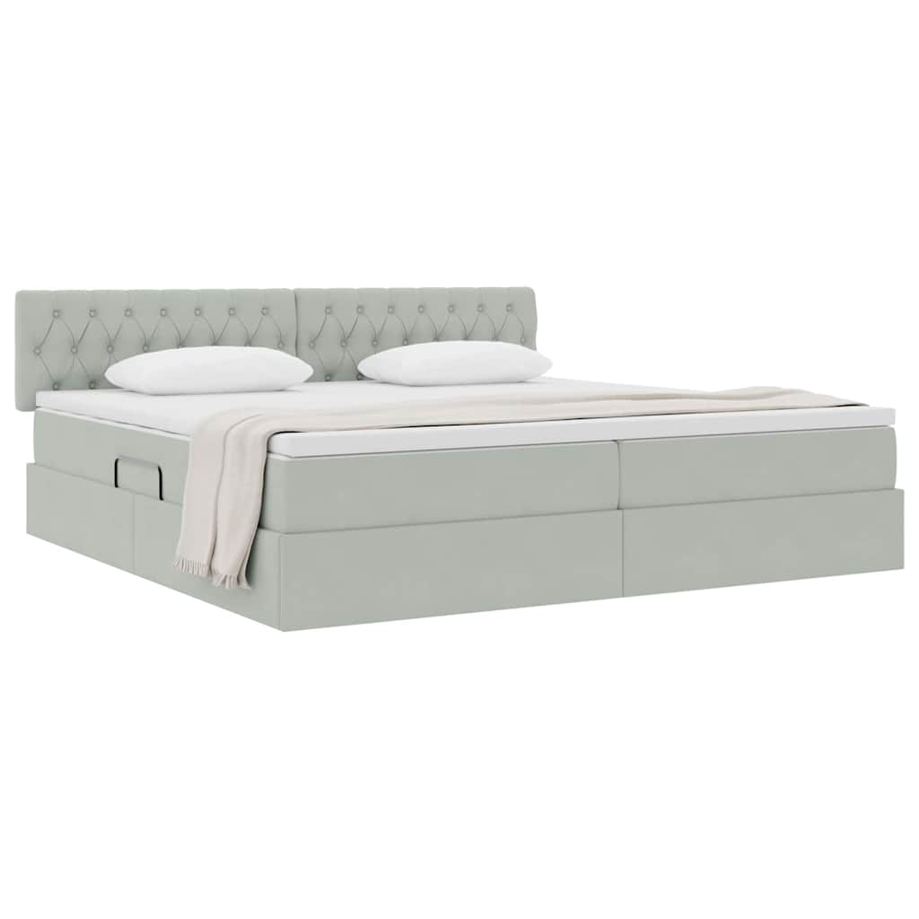 Krevet s od storage Svijetlo siva 200 x 200 cm Baršun