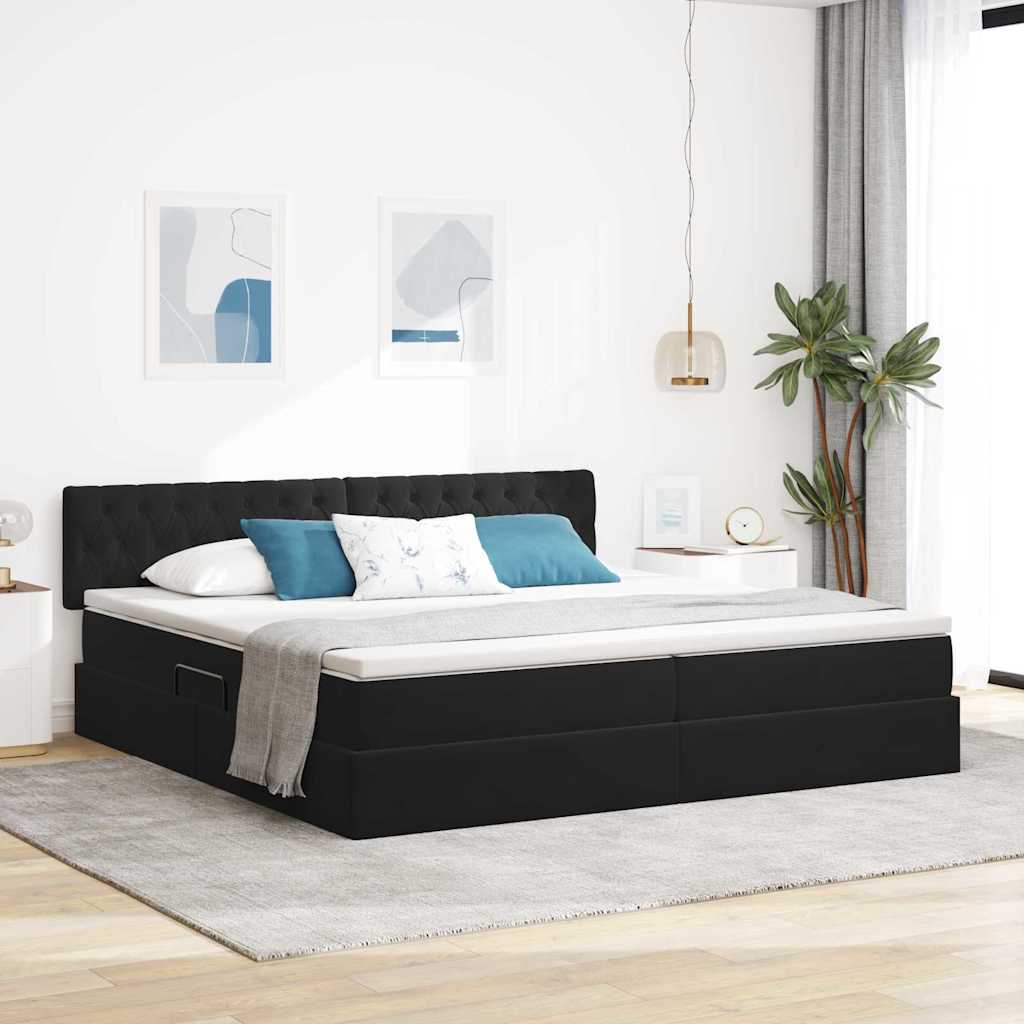 Krevet s od storage s madracem Crna 200 x 200 cm Baršun