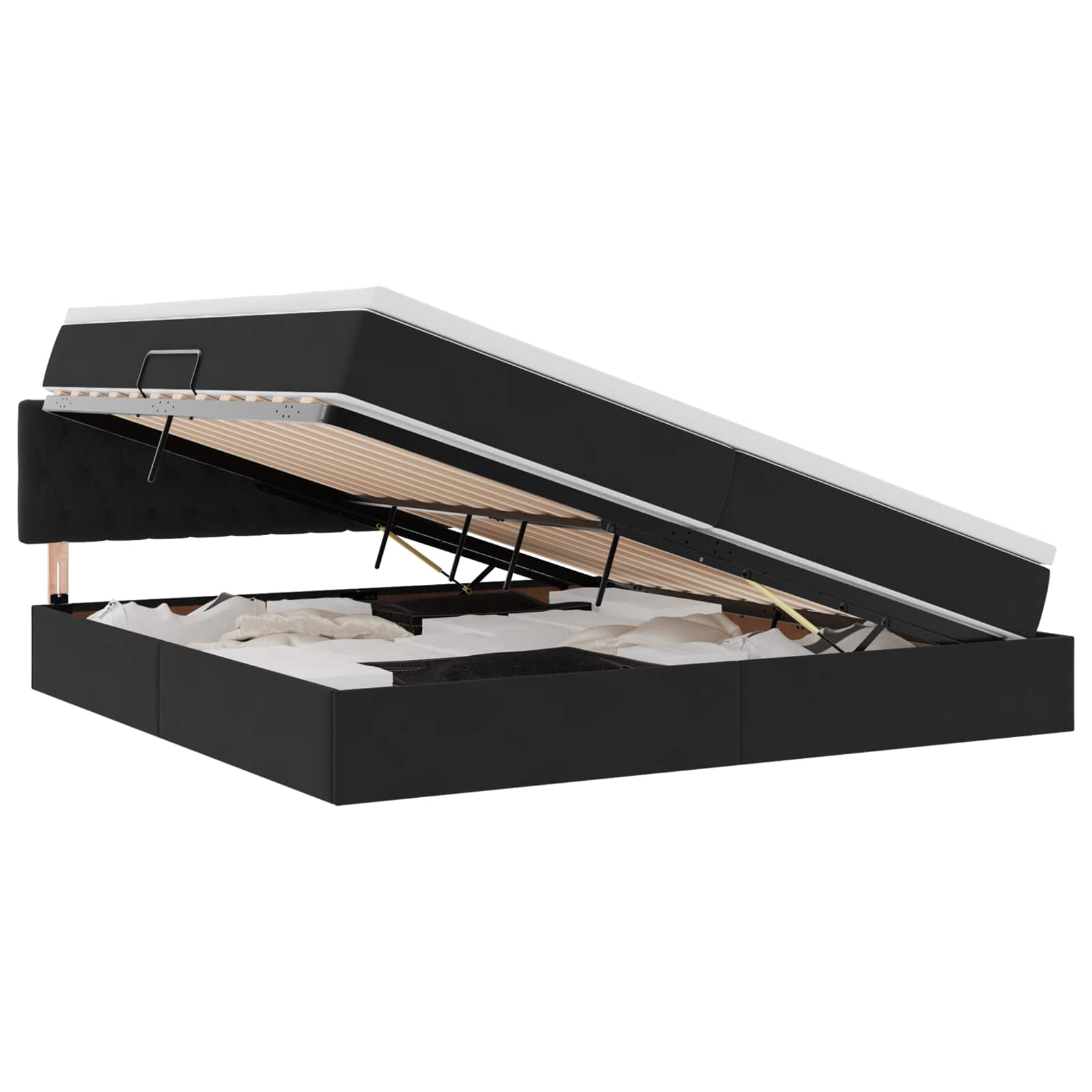 Krevet s od storage s madracem Crna 200 x 200 cm Baršun