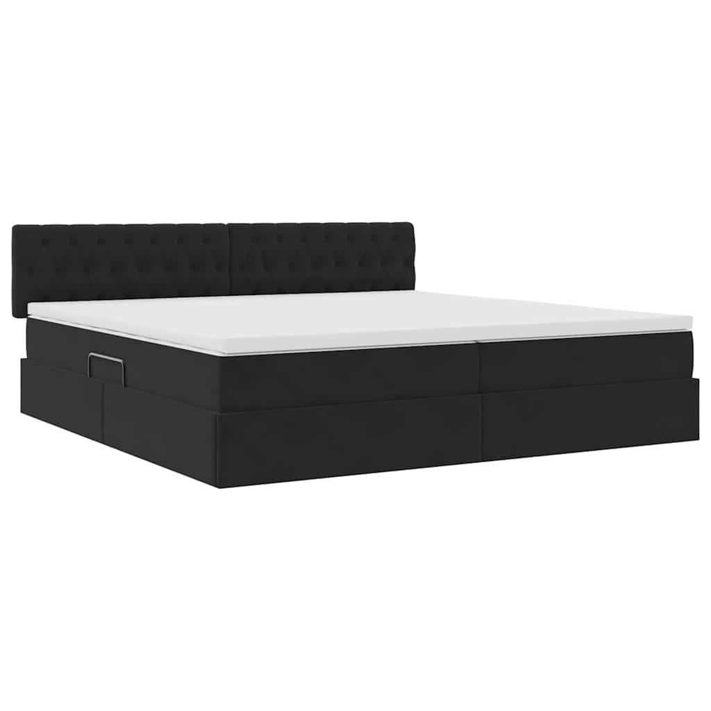 Krevet s od storage s madracem Crna 200 x 200 cm Baršun