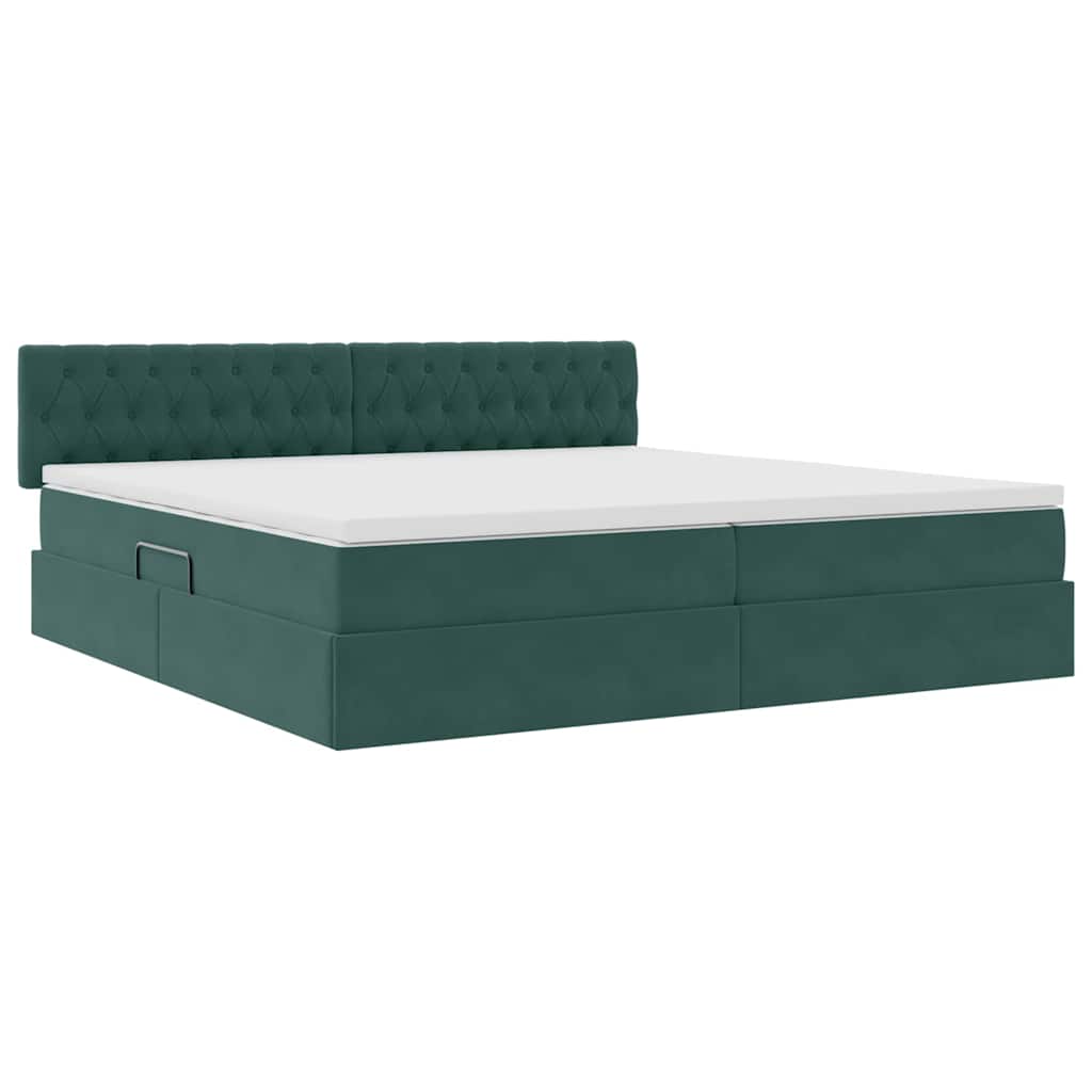 Krevet s od storage s madracem Tamnozelena 200 x 200 cm Baršun