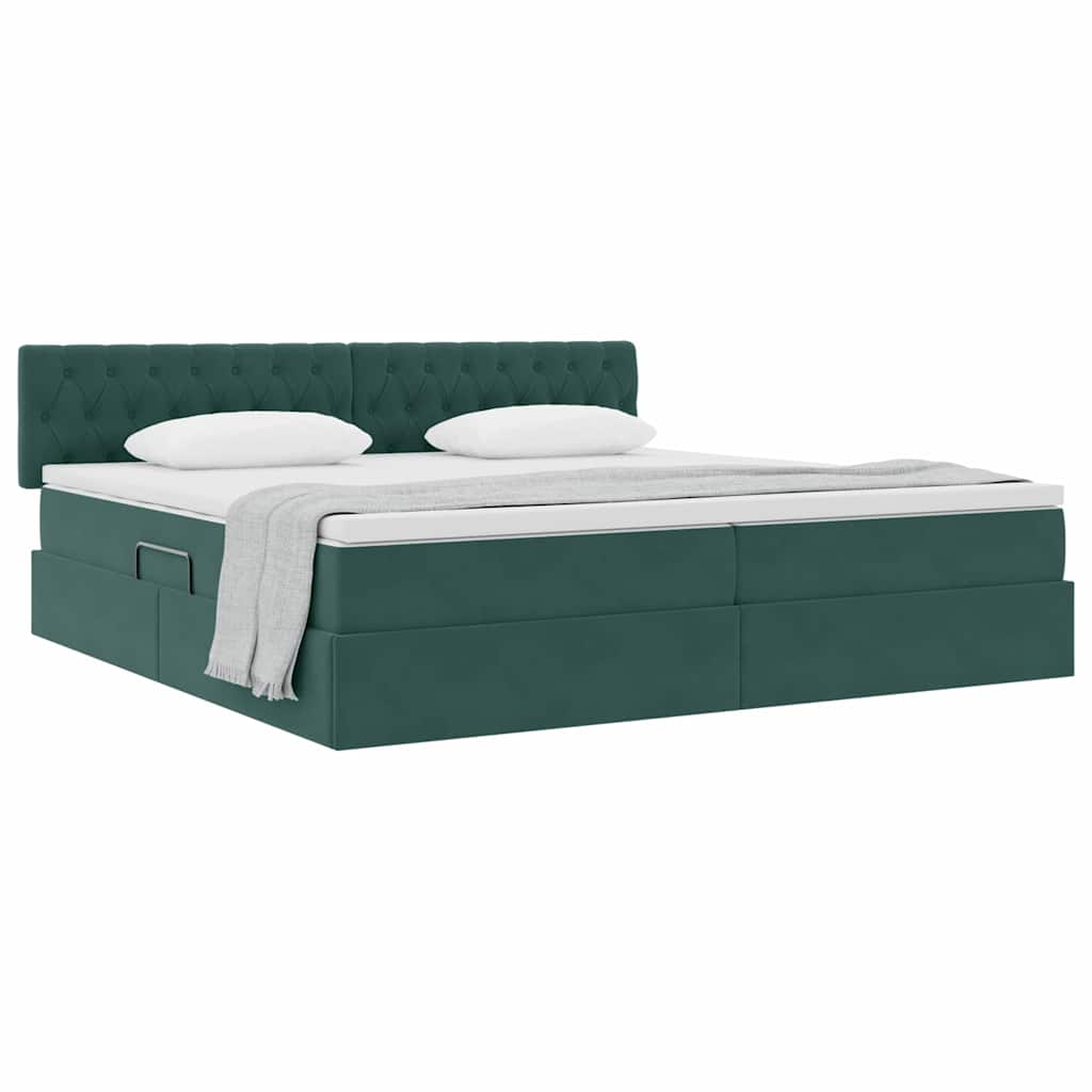 Krevet s od storage s madracem Tamnozelena 200 x 200 cm Baršun