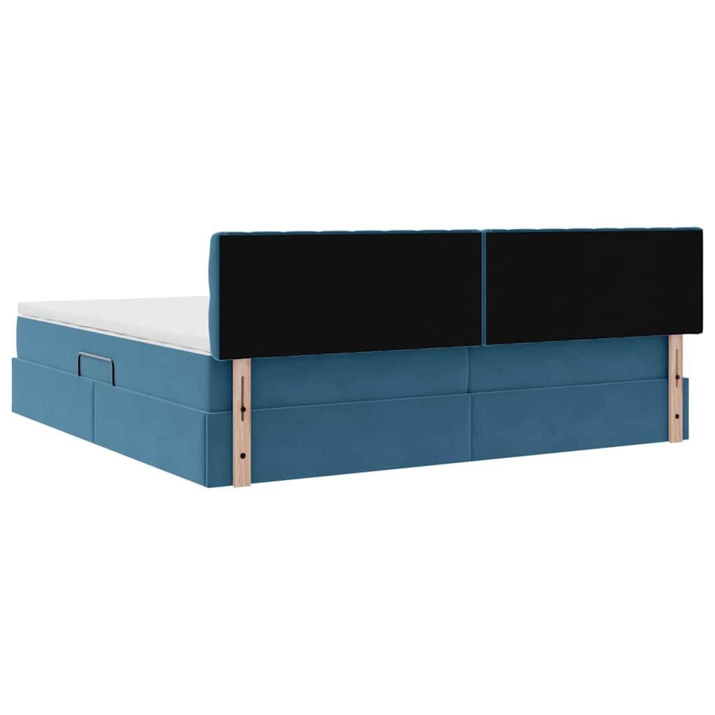 Krevet s od storage Tamno plava 200 x 200 cm Baršun