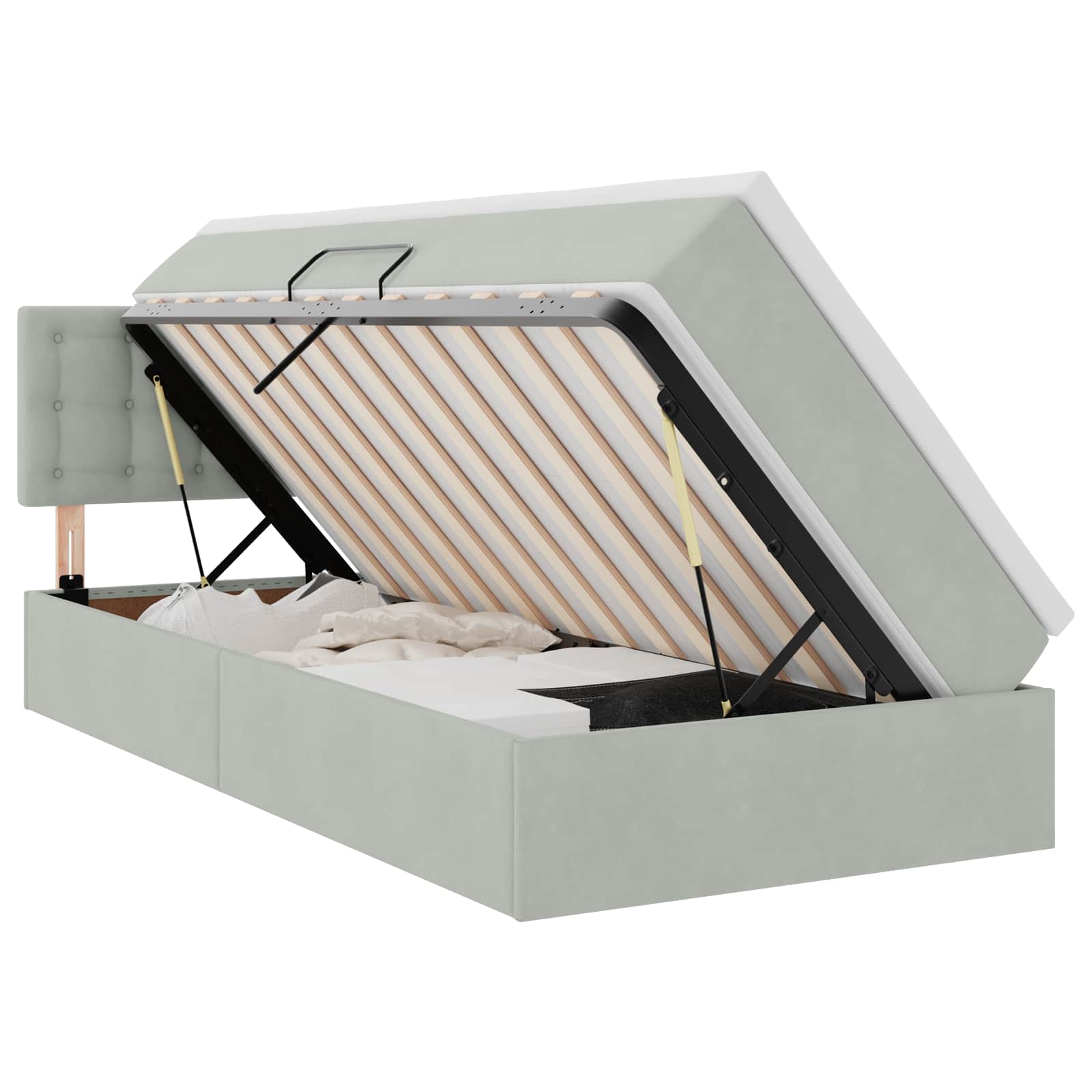 Krevet s od storage s madracem Svijetlo siva 90 x 190 cm Baršun