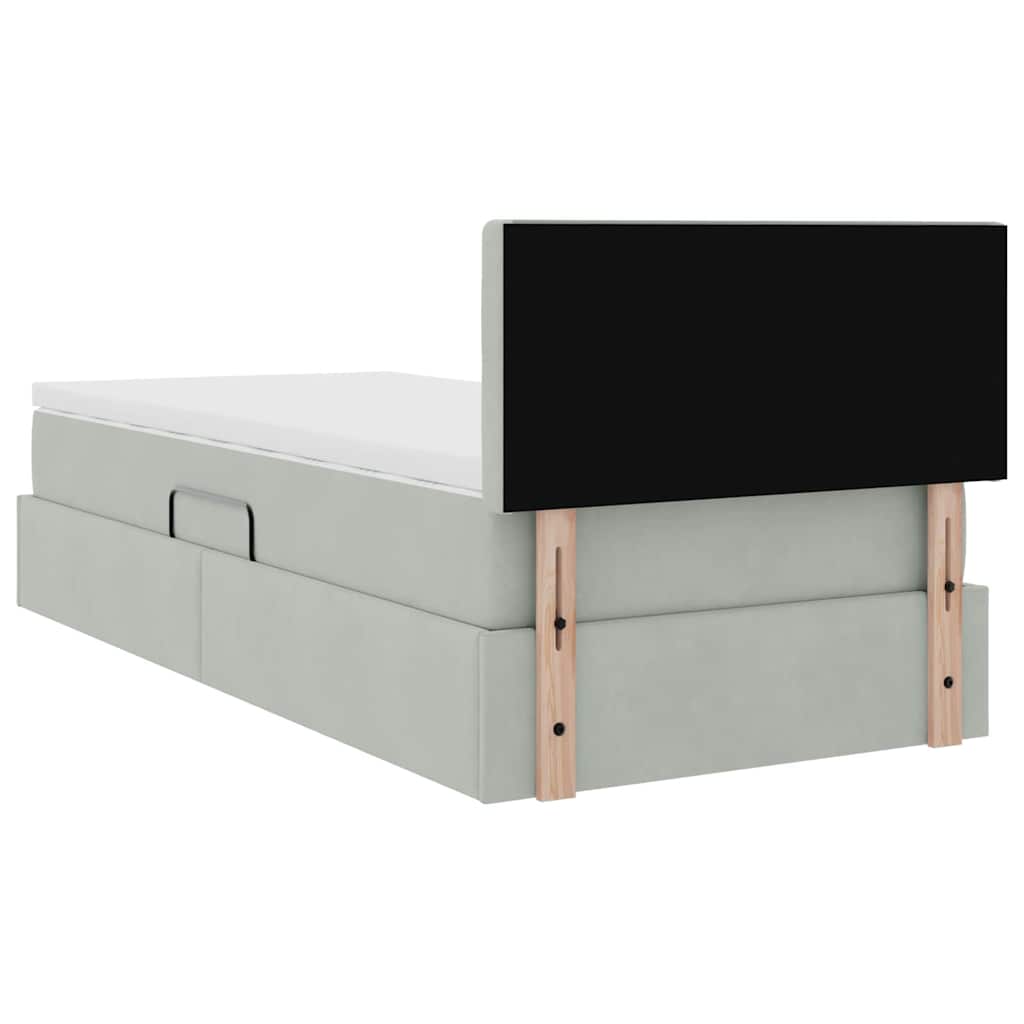 Krevet s od storage s madracem Svijetlo siva 90 x 190 cm Baršun