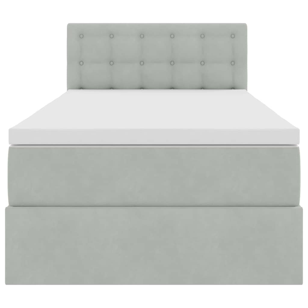 Krevet s od storage s madracem Svijetlo siva 90 x 190 cm Baršun