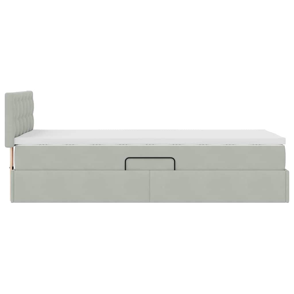 Krevet s od storage s madracem Svijetlo siva 90 x 190 cm Baršun