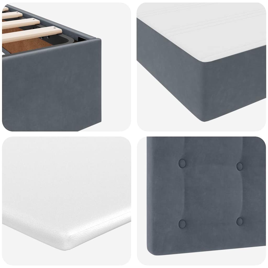 Krevet s od storage s madracem Tamno siva 90 x 190 cm Baršun