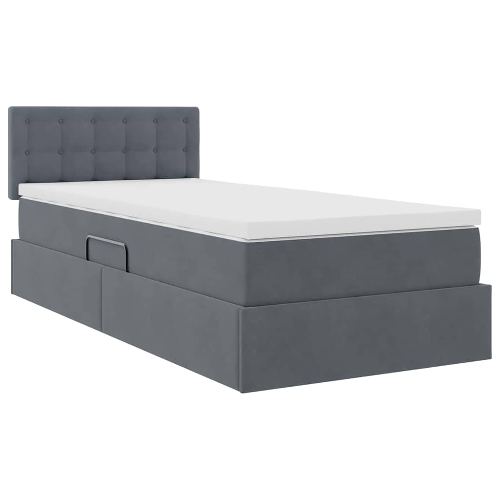 Krevet s od storage s madracem Tamno siva 90 x 190 cm Baršun
