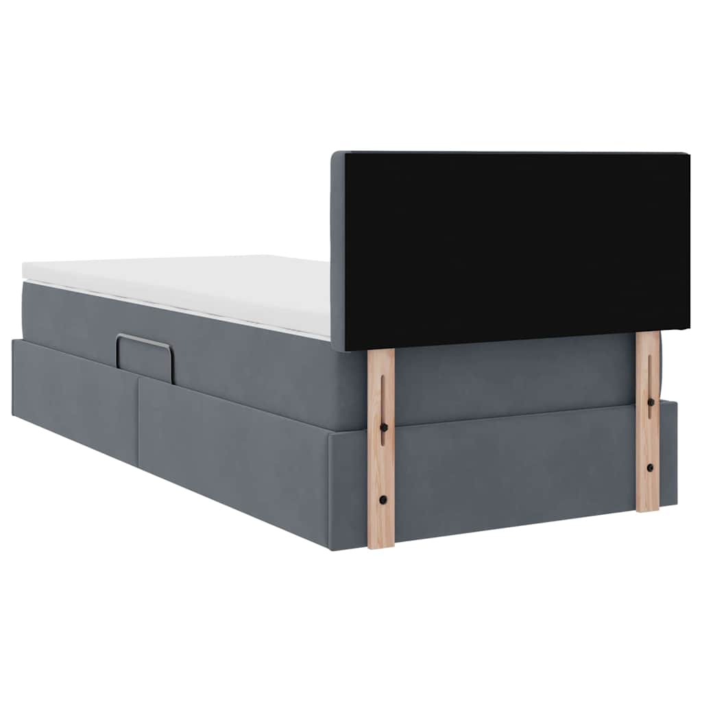 Krevet s od storage s madracem Tamno siva 90 x 190 cm Baršun