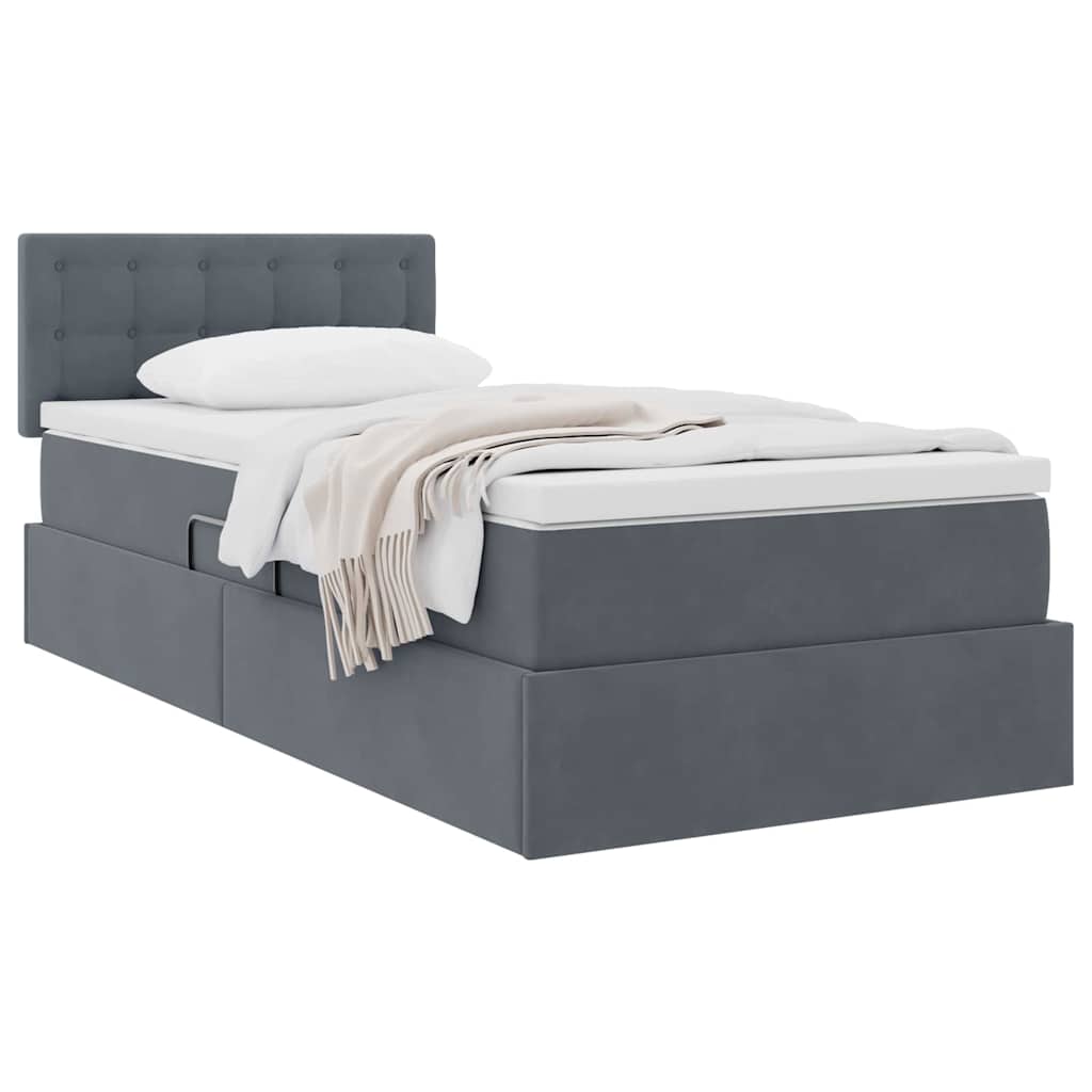 Krevet s od storage s madracem Tamno siva 90 x 190 cm Baršun