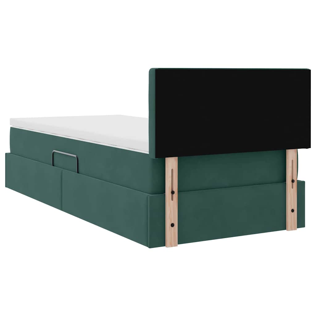 Krevet s od storage s madracem Tamnozelena 90 x 190 cm Baršun