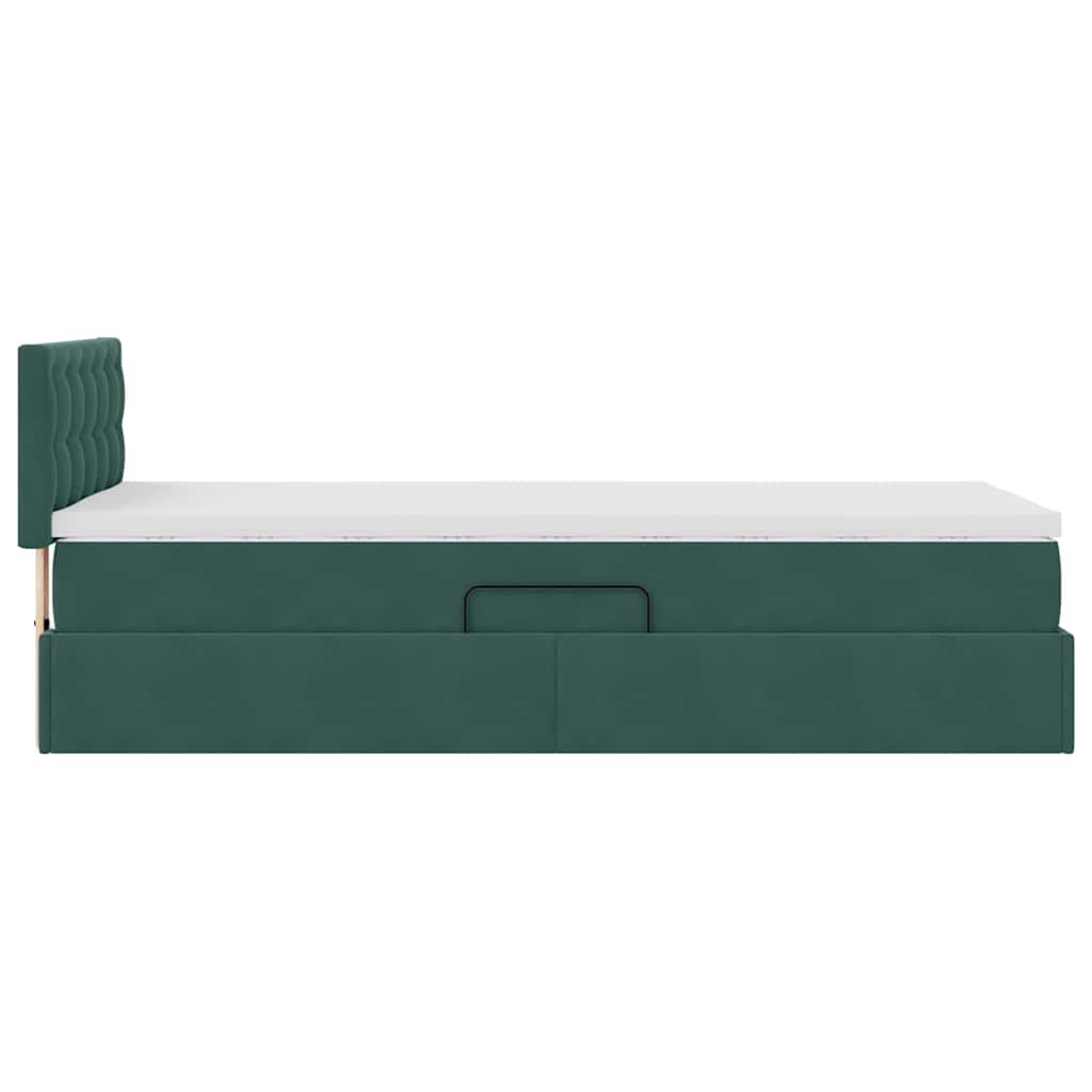 Krevet s od storage s uzglavljem Tamnozelena 90 x 200 cm Baršun