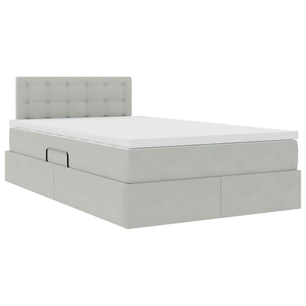 Krevet s od storage Svijetlo siva 120 x 190 cm Baršun