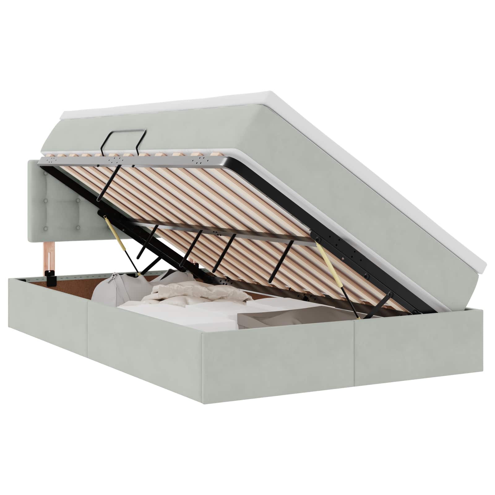 Krevet s od storage Svijetlo siva 120 x 200 cm Baršun