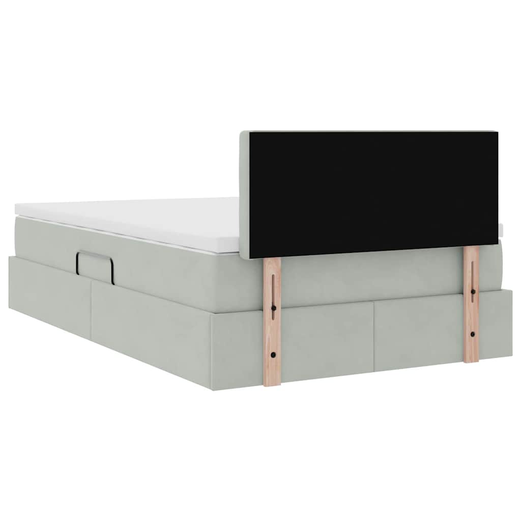 Krevet s od storage Svijetlo siva 120 x 200 cm Baršun