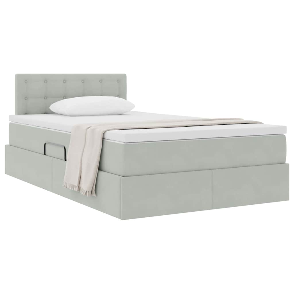 Krevet s od storage Svijetlo siva 120 x 200 cm Baršun