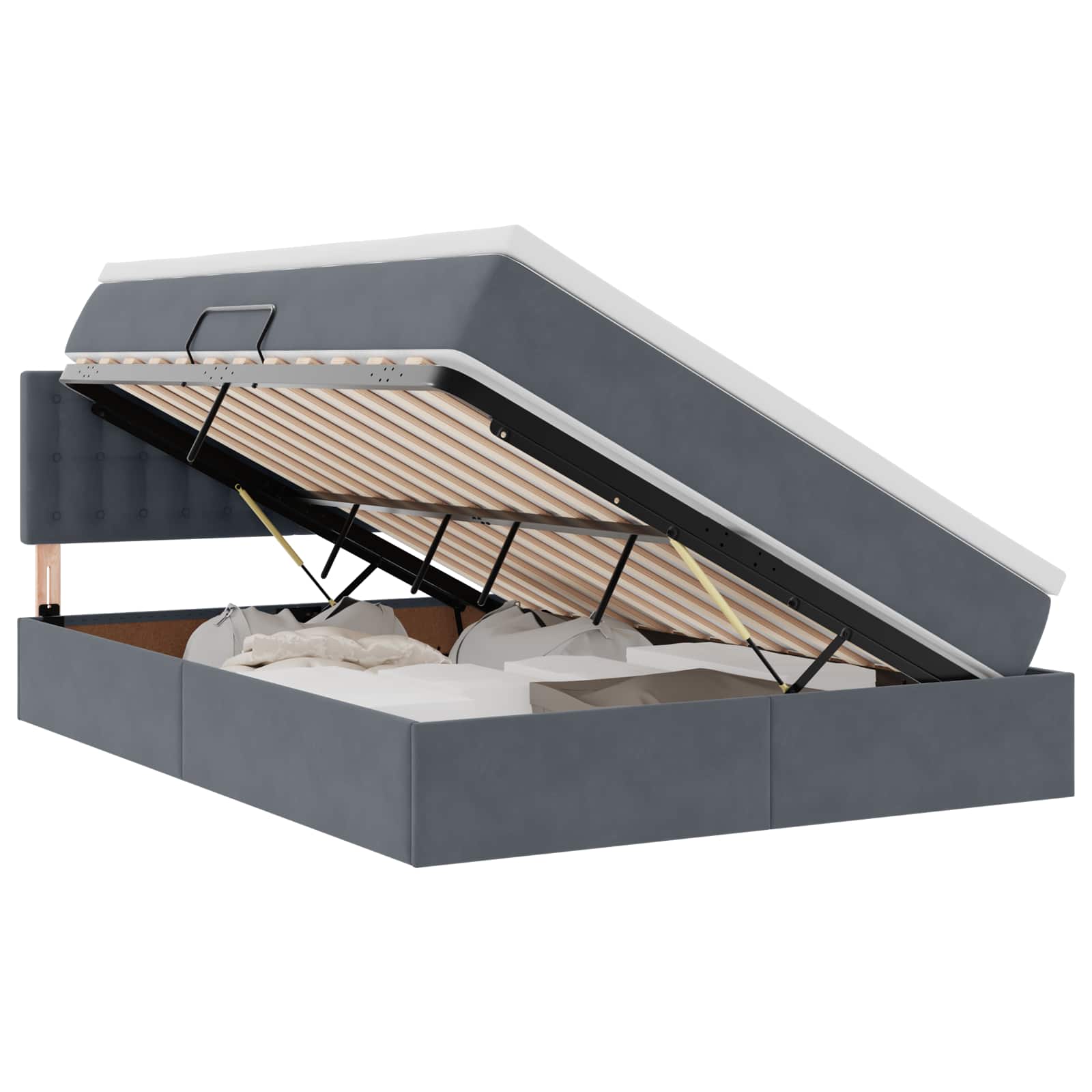 Krevet s od storage s madracem Tamno siva 140 x 190 cm Baršun