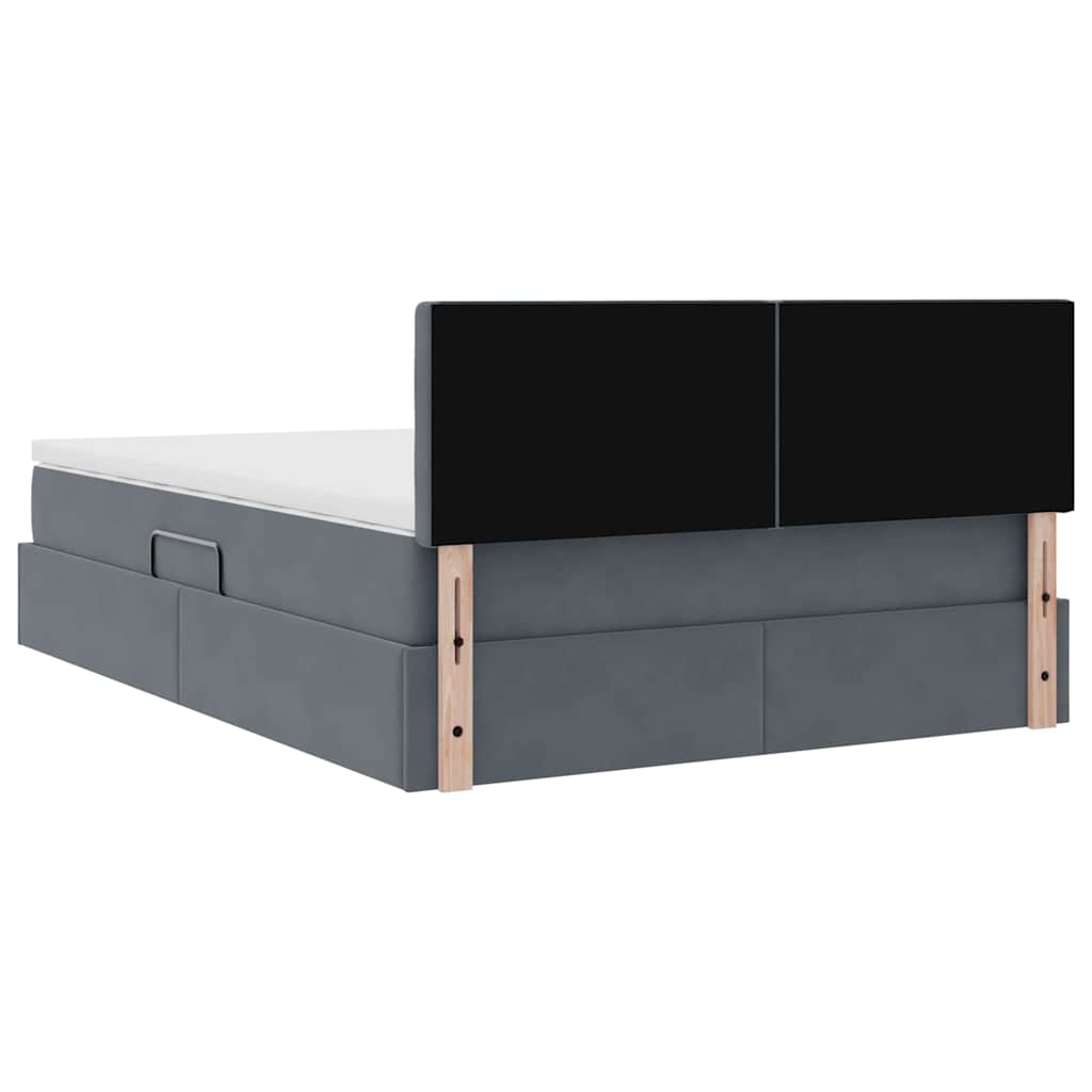 Krevet s od storage s madracem Tamno siva 140 x 190 cm Baršun