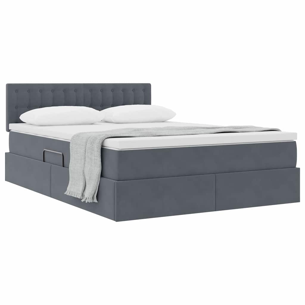 Krevet s od storage s madracem Tamno siva 140 x 190 cm Baršun