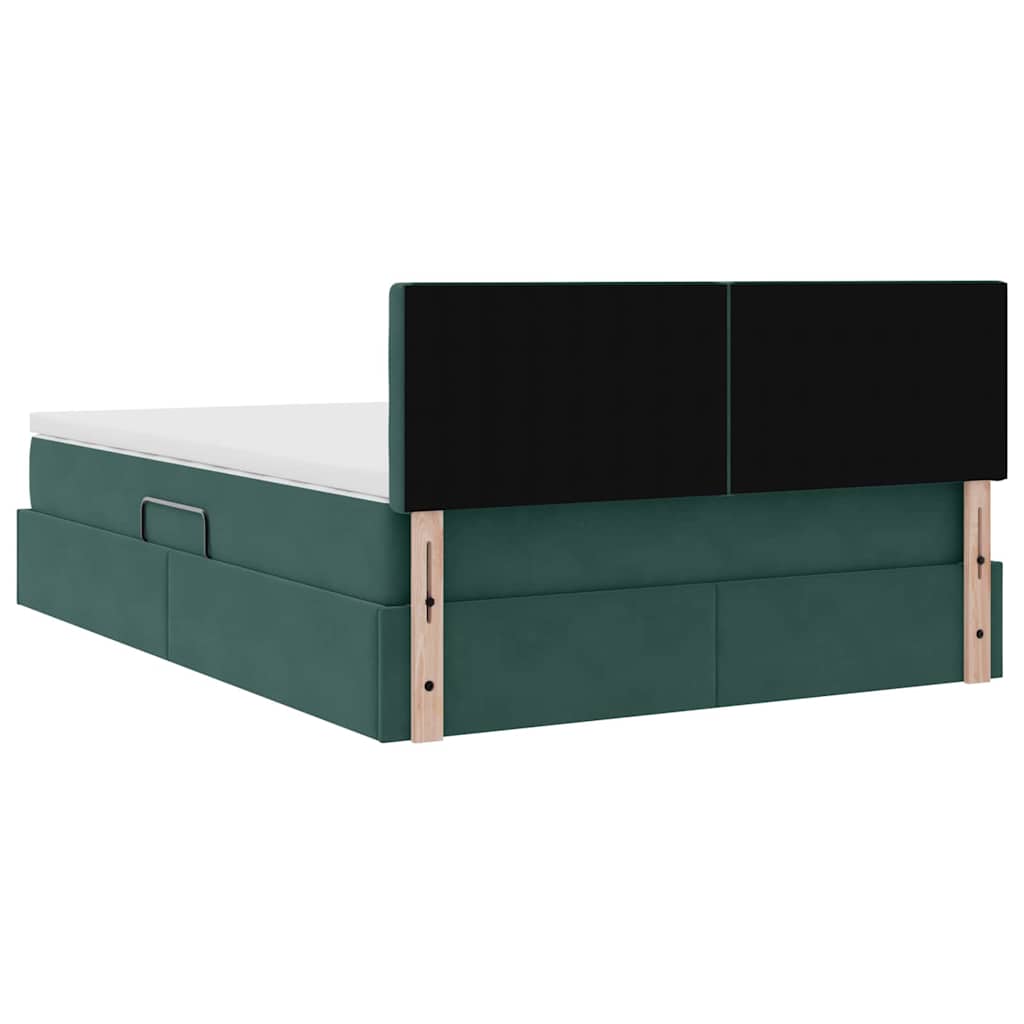 Krevet s od storage s madracem Tamnozelena 140 x 190 cm Baršun