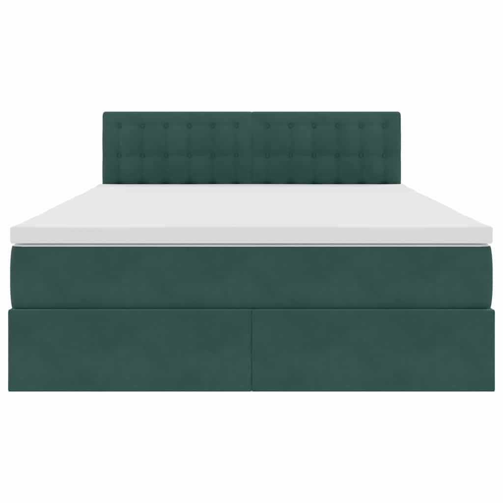 Krevet s od storage s madracem Tamnozelena 140 x 190 cm Baršun