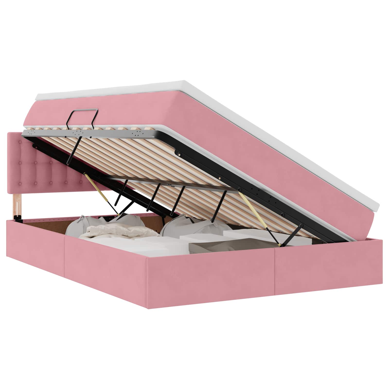 Krevet s od storage s madracem Ružičasta 140 x 190 cm Baršun