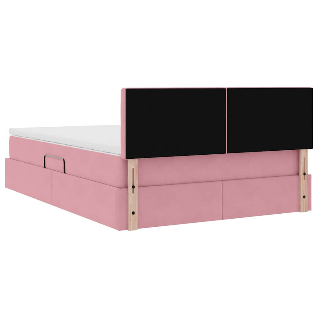 Krevet s od storage s madracem Ružičasta 140 x 190 cm Baršun