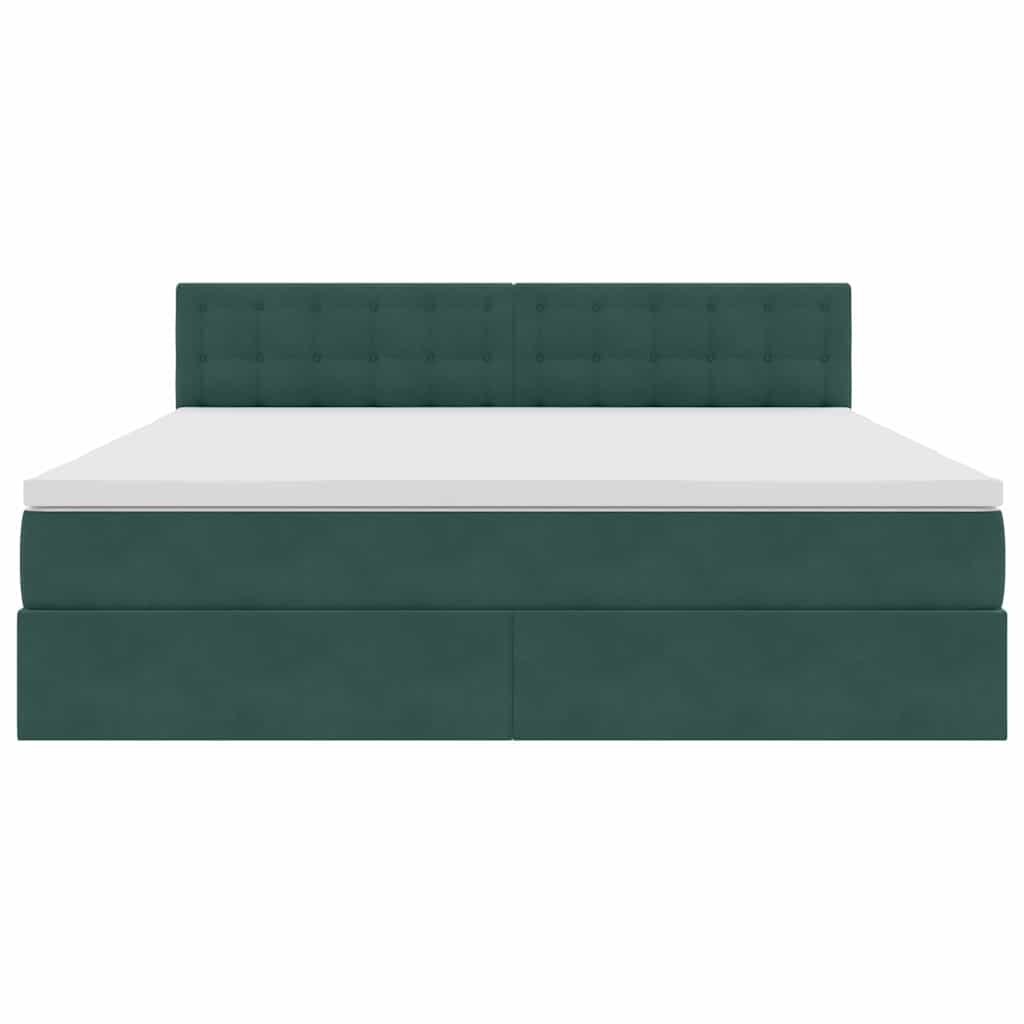 Krevet s od storage s madracem Tamnozelena 160 x 200 cm Baršun