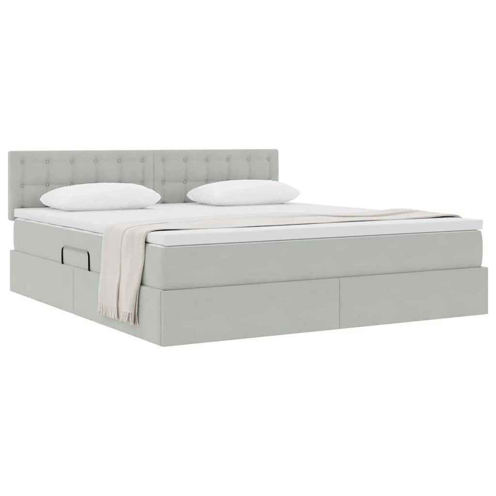 Krevet s od storage Svijetlo siva 180 x 200 cm Baršun