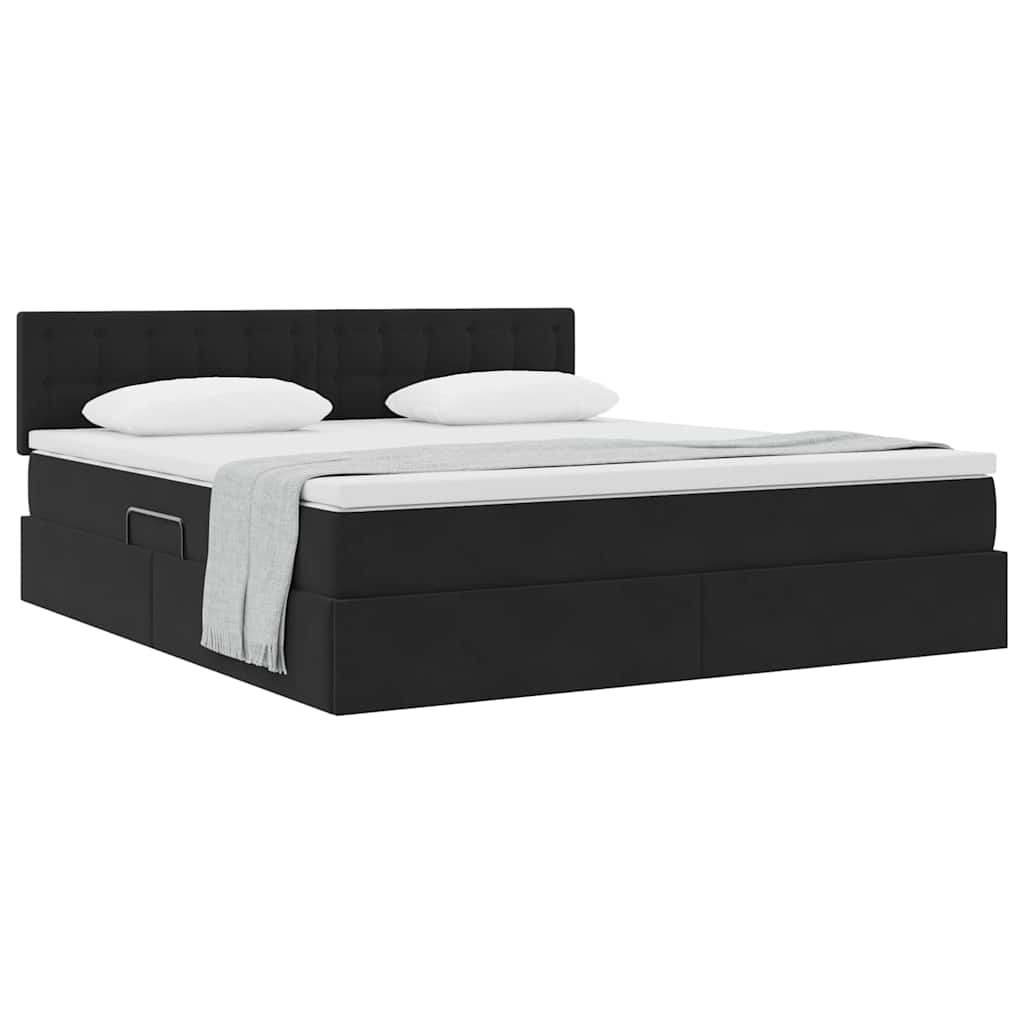 Krevet s od storage s madracem Crna 180 x 200 cm Baršun