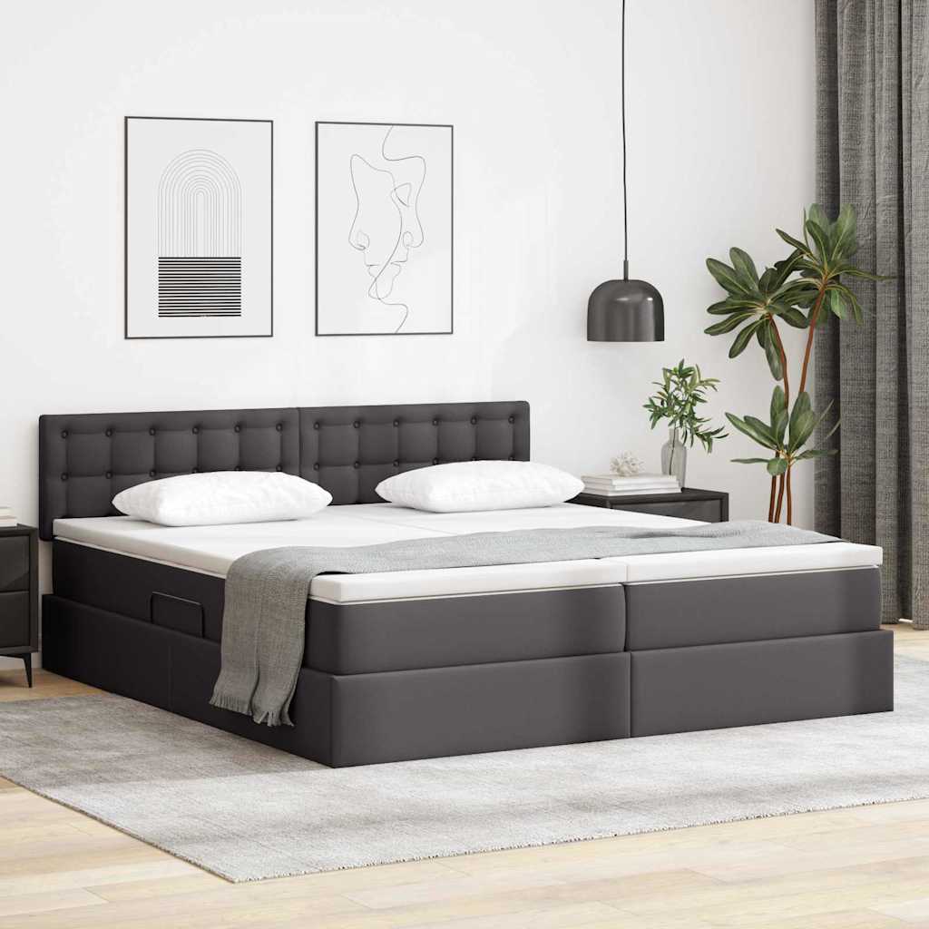 Krevet s od storage s madracem Siva 180 x 200 cm Lažna koža