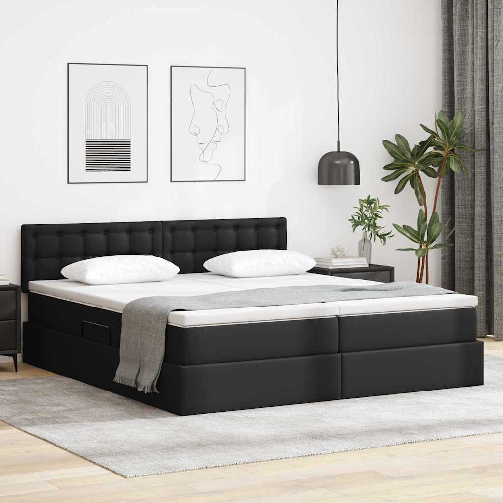 Krevet s od storage s madracem Crna 200 x 200 cm Lažna koža