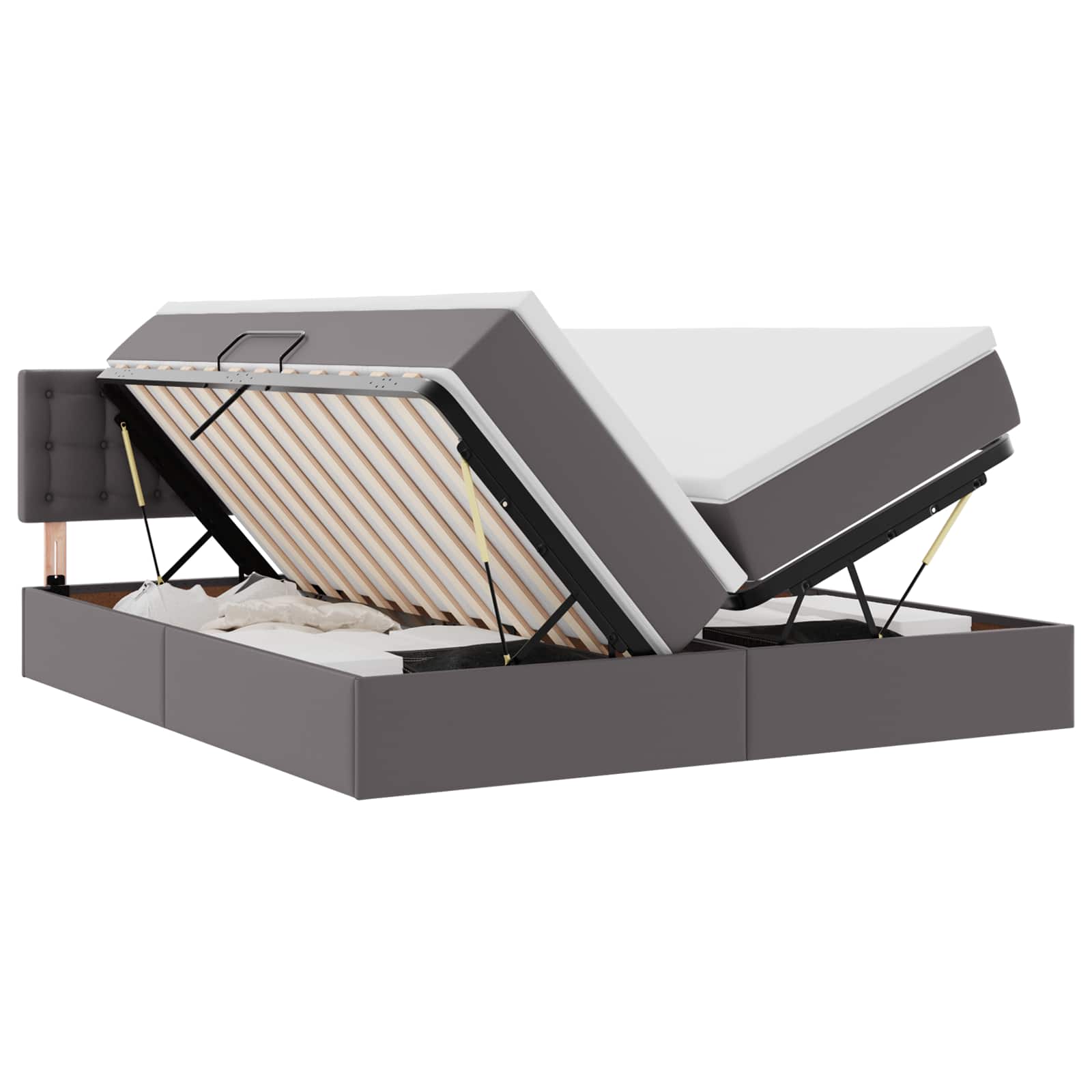Krevet s od storage s madracem Siva 200 x 200 cm Lažna koža