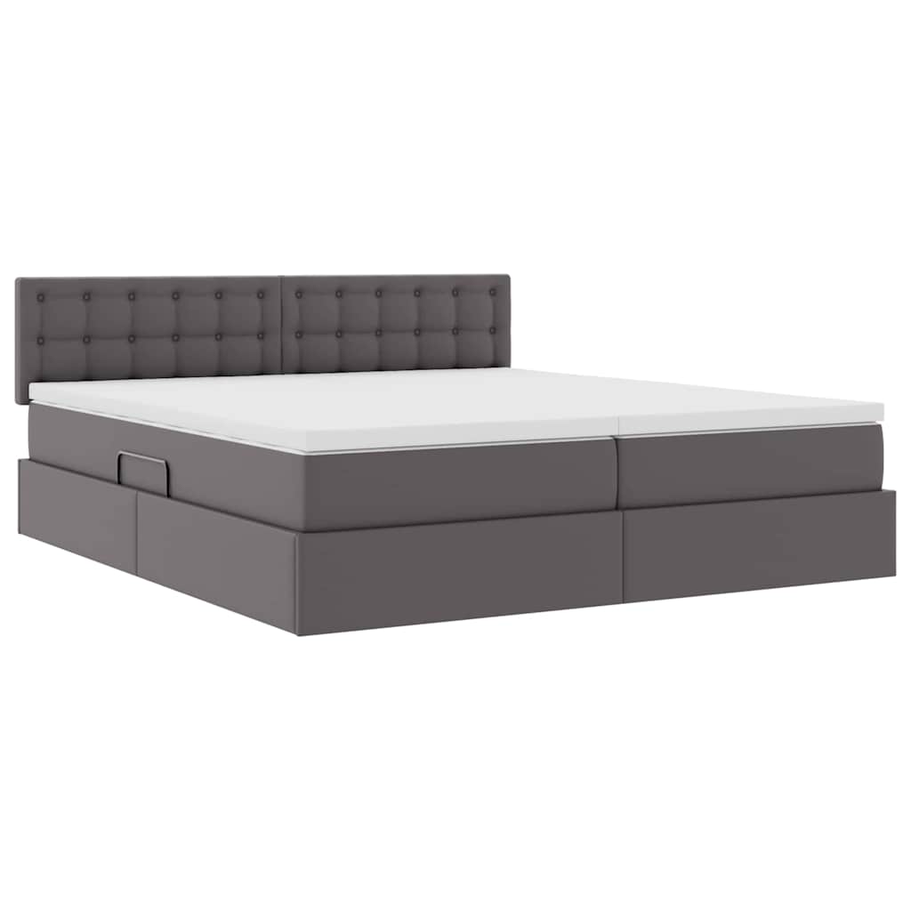 Krevet s od storage s madracem Siva 200 x 200 cm Lažna koža