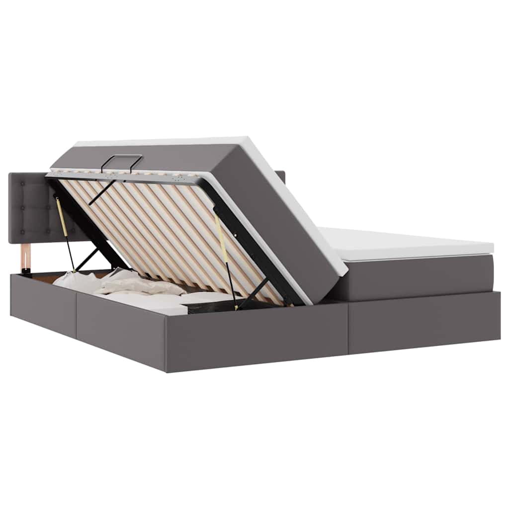 Krevet s od storage s madracem Siva 200 x 200 cm Lažna koža