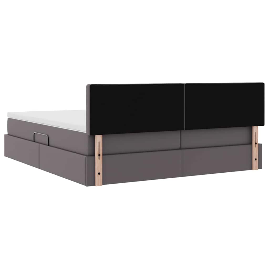 Krevet s od storage s madracem Siva 200 x 200 cm Lažna koža
