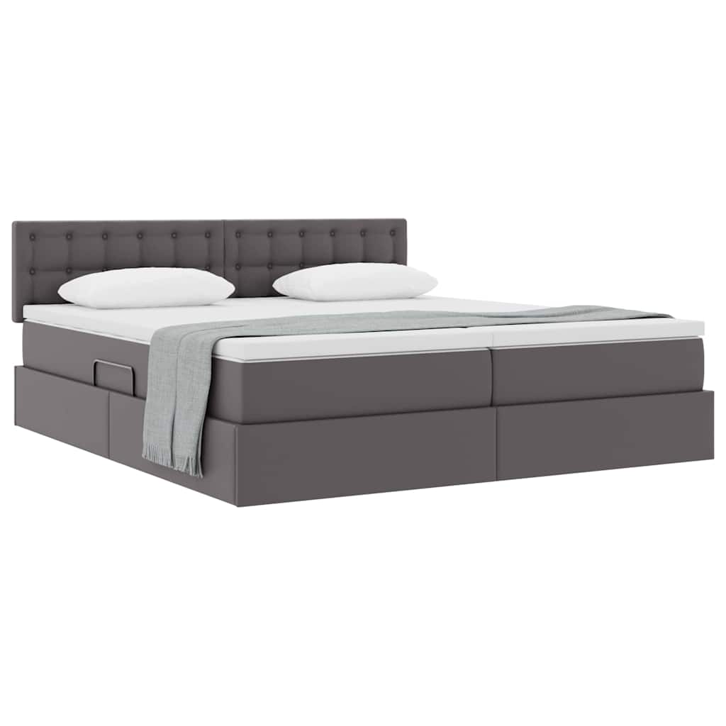 Krevet s od storage s madracem Siva 200 x 200 cm Lažna koža